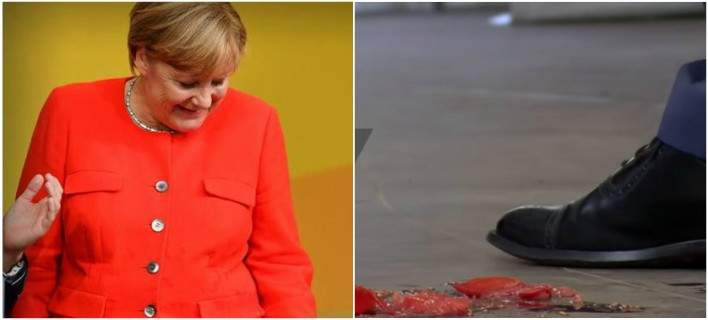 «Ανοιξαν πυρ» με ντομάτες κατά της Α.Μέρκελ -Δείτε το βίντεο